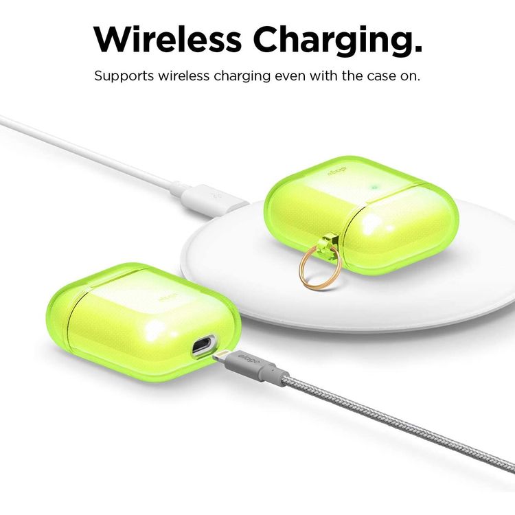 Elago Clear (TPU) Hang Case Compatible for Apple AirPods 1&2 Generation, Front LED Visible, Scratch Resistant, Drop Resistant, Dustproof and Absorbing Protective Cover