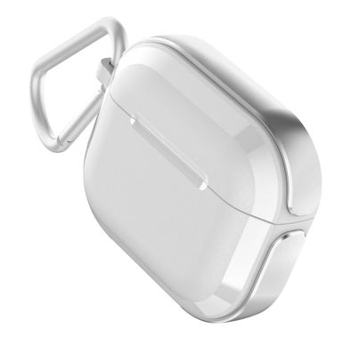 X-Doria Raptic Air Case Compatible for AirPods 3 | AirPods Case with Detachable Metal Carabiner Supports Wireless Charging - Silver