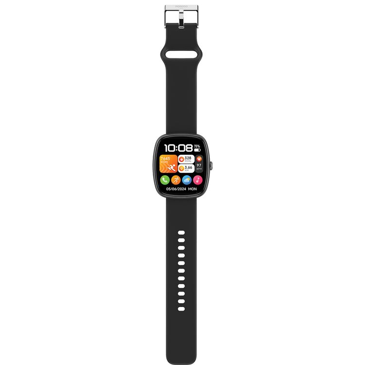 Porodo Rony 1.83" Sport Smart Watch with Multiple Sport Modes, Activity Tracker, Sleep Analysis, Up to 6 Days Battery Life, 2 Hours Charging Time, 20 Days Standby Time, 250mAh Battery Capacity, 64MB Flash Memory, Bluetooth Version 5.2, IP67Water Resistance Level - Black