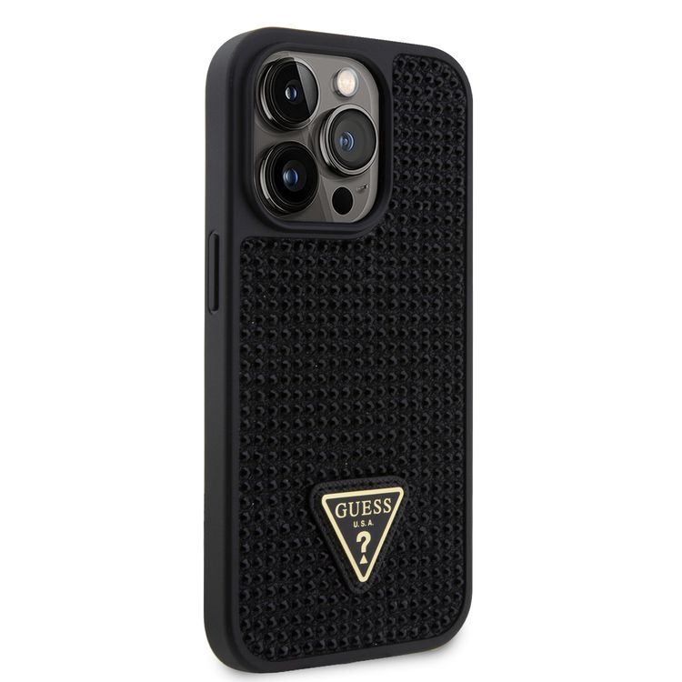 Guess Rhinestone Case with Triangle Logo  - Black - iPhone 15 Pro Max