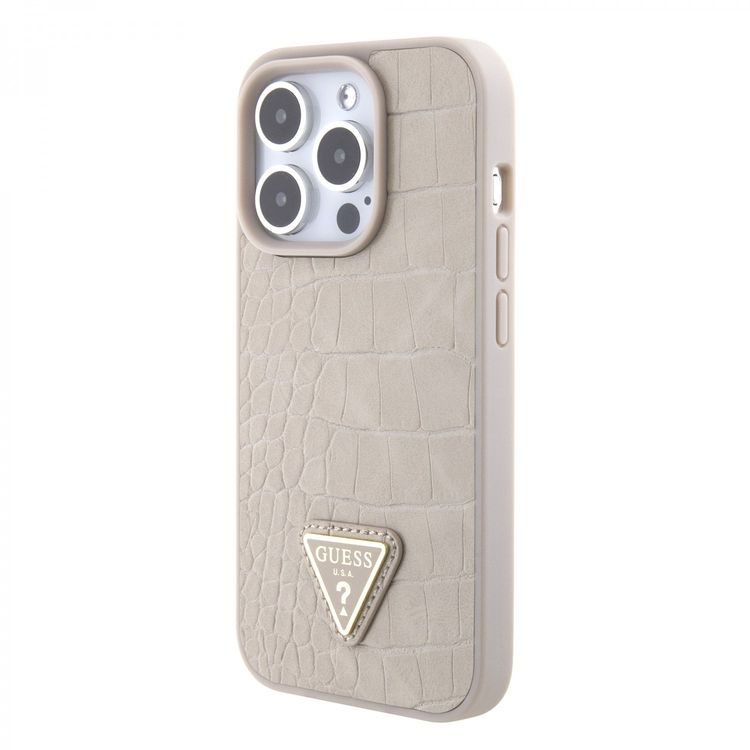 Guess Croco Case with Triangle Logo - Taupe - iPhone 15 Pro Max