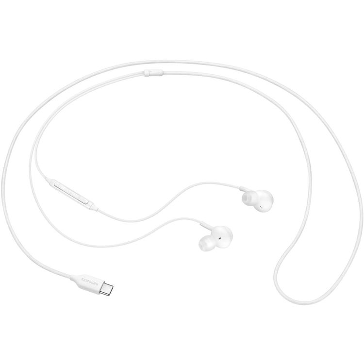 Samsung Stereo Type-C Earphones Sound By AKG with Microphone, Wired Headset, Two-Way Speaker, ‎Tangle-Free Cord, 3 Button Media Control, Universal Compatibility, Lightweight, Fabric - White