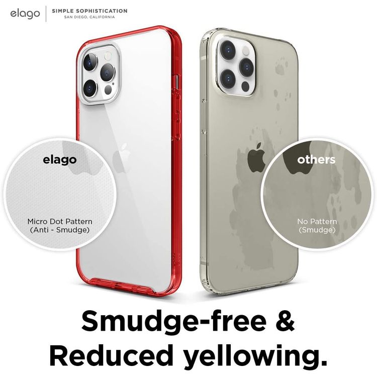 Elago Hybrid Case Compatible for iPhone 12 Pro Max (6.7"), Shock Absorbing Case Suitable Wireless Charging, Screen & Camera Protection - Red
