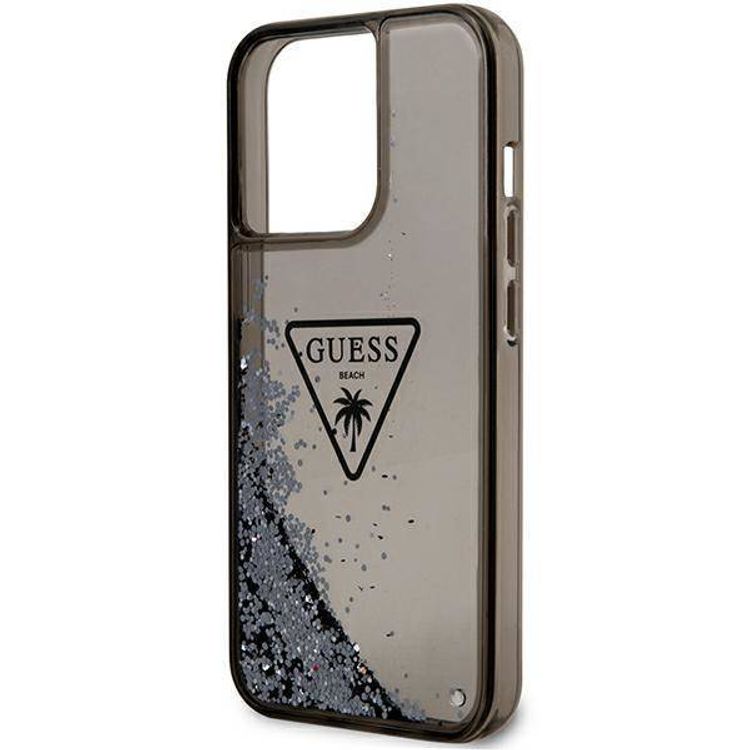 Guess Liquid Glitter Case with Triangle  Translucent Logo - Black - iPhone 15 Pro
