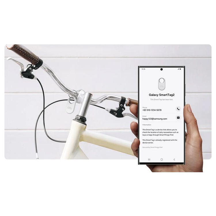 مجموعة من 4 قطع من أجهزة Samsung Smart Tag 2، مقاومة للغبار والماء IP67، عمر بطارية يصل إلى 500 يوم - أسود/أبيض