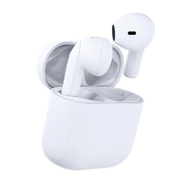 سماعات رأس لاسلكية من Happy Plugs Joy True، صوت عالي الجودة، ميكروفونات مزدوجة - أبيض