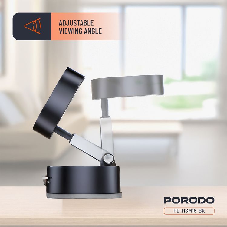 Porodo Multi-Surface Magsafe Mount with Adjustable Viewing Angle, N52 Magnet, One-Hand Operation, Grip-Lock Toggle & One-Touch Lock - Black