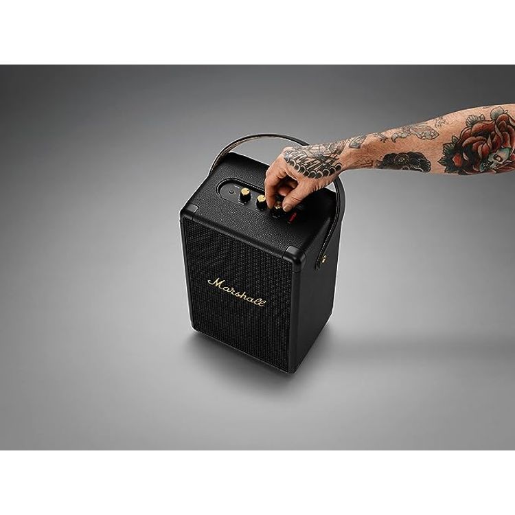 Marshall Tufton Portable Wireless Waterproof Bluetooth Speaker, Water Proof, True Stereophonic ( 360° Sound ), Fast Charge, 20 Hours Play Time, 2.5 Hours Charging Time, 10m Bluetooth Range - Black / Brass