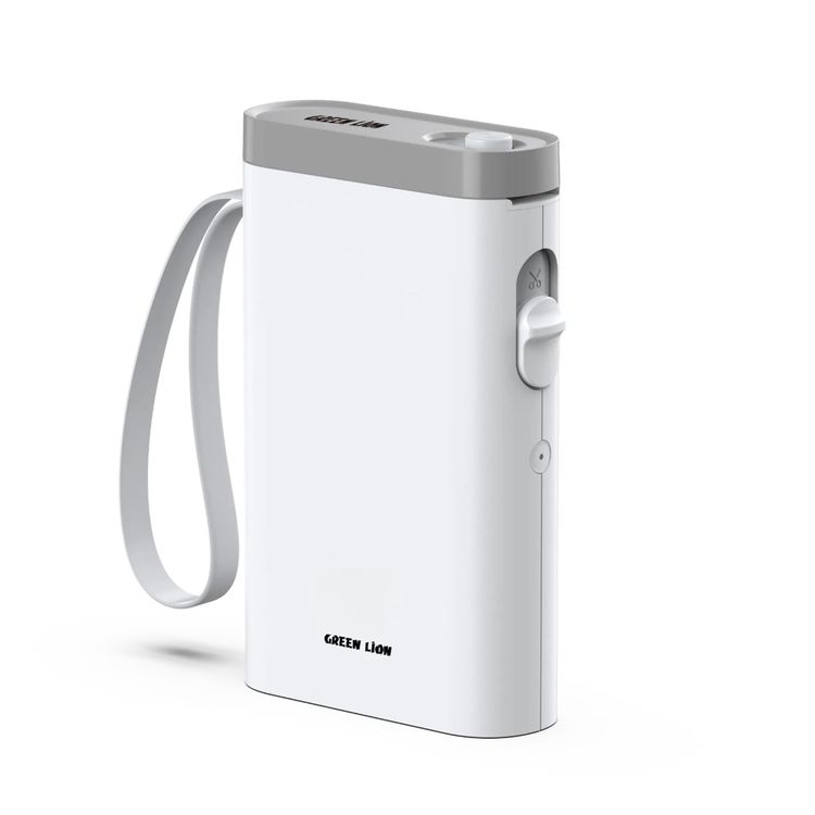 طابعة حرارية لتسمية اللقطات من Green Lion مع قاطع مدمج، 1000 قطعة لكل شحنة، عرض ورق 14 مم، سرعة طباعة 20 مم/ث، دقة 203 DPI - لون أبيض