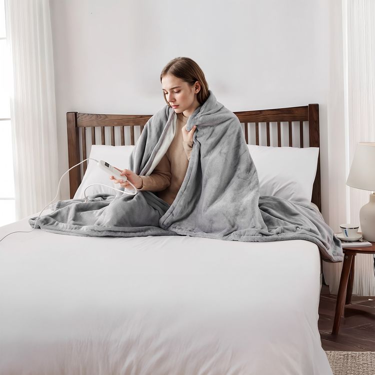 بطانية كهربائية جرين لايون بوظيفة التدفئة، فليس فائق النعومة، إيقاف تلقائي، أزرار تحكم سهلة، مستوى حرارة قابل للتخصيص، تدفئة مريحة وسريعة، بطانية كبيرة مريحة - رمادي