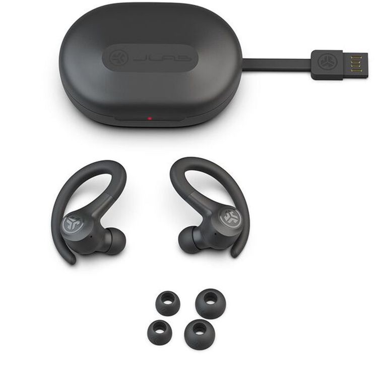 JLAB Go Air Sport True Wireless Earbuds, Touch Controls, Dual Connect, Type-A Charge Plug, 2 Hours Case Charging Time - Black