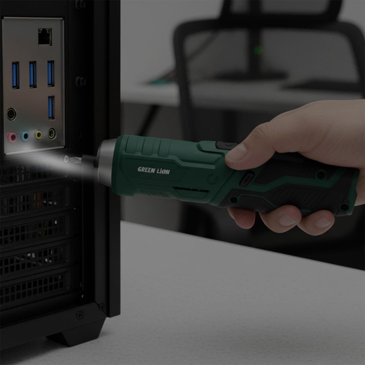 Green Lion GTS-700 Tool Kit Set with 213 Pieces, LED Working Light, 250 RPM No-Load Speed, Forward/Reverse Control, Adjustable Handle, Magnetic CR-V Bits, Stacking Storage Box, 90° Adjustable Handle, 1/4" Hex Chuck Quick-Release, Cordless Screwdriver & Tool Kit - Green