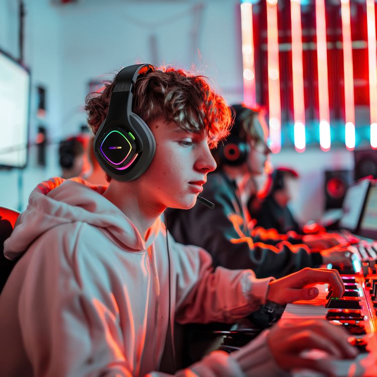 سماعة الألعاب جرين ليون GP32X مع ميكروفون مانع للضوضاء، صوت عالي الوضوح، أضواء بثلاثة ألوان، منفذ صوت 3.5، انحناء 360°، مريحة للارتداء - أسود