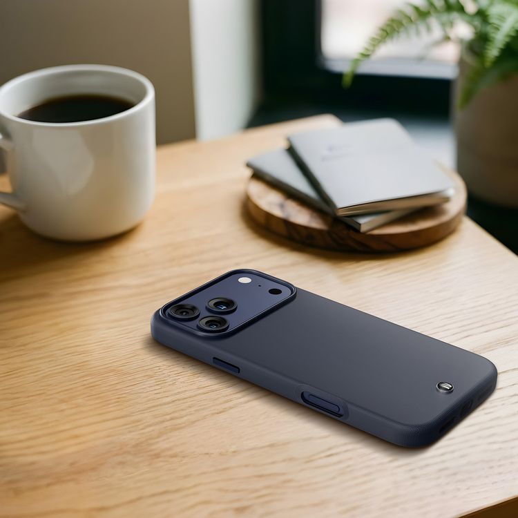 Cannes PU Leather Case for iPhone 17 Pro with Strong Magnets, Shock-Resistant Bumper, MagSafe Compatibility, 5ft. | 1.5m Drop-Tested, Soft PU Leather Material - Blue