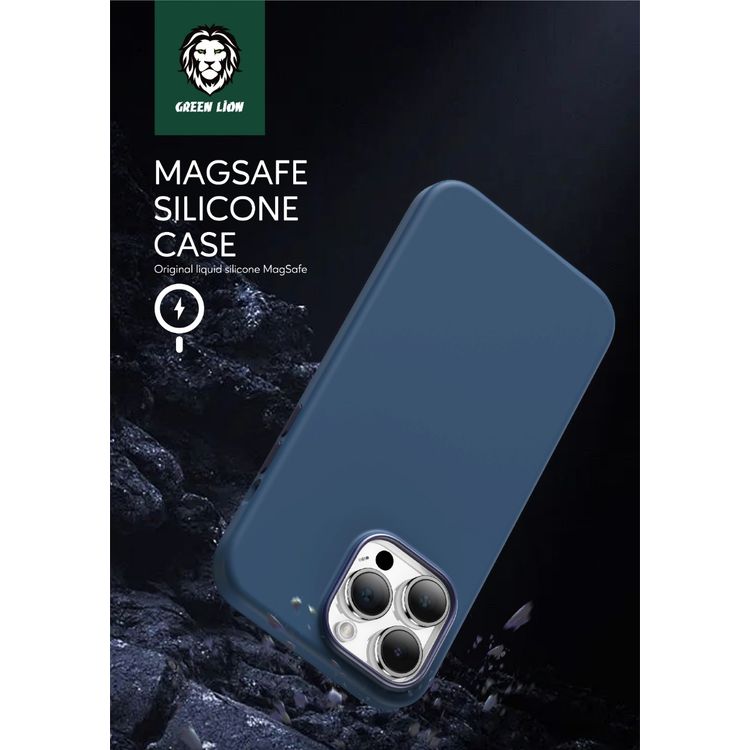 Green Lion MagSafe Silicone Case iPhone 14 Pro Max - Blue