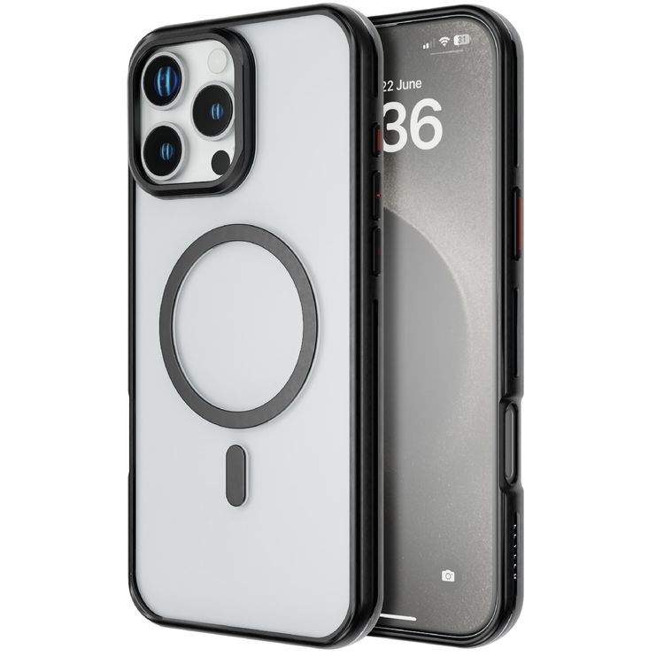 Levelo Elio PC Case with Camera Ring Stand for iPhone 16 Pro Max, Built-in Kickstand, MagSafe Compatible - Black 