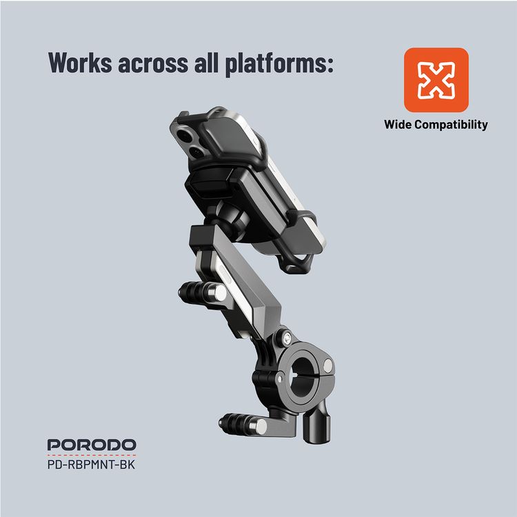 Porodo Secure Grip Shock-Absorption Bicycle Mount - Black