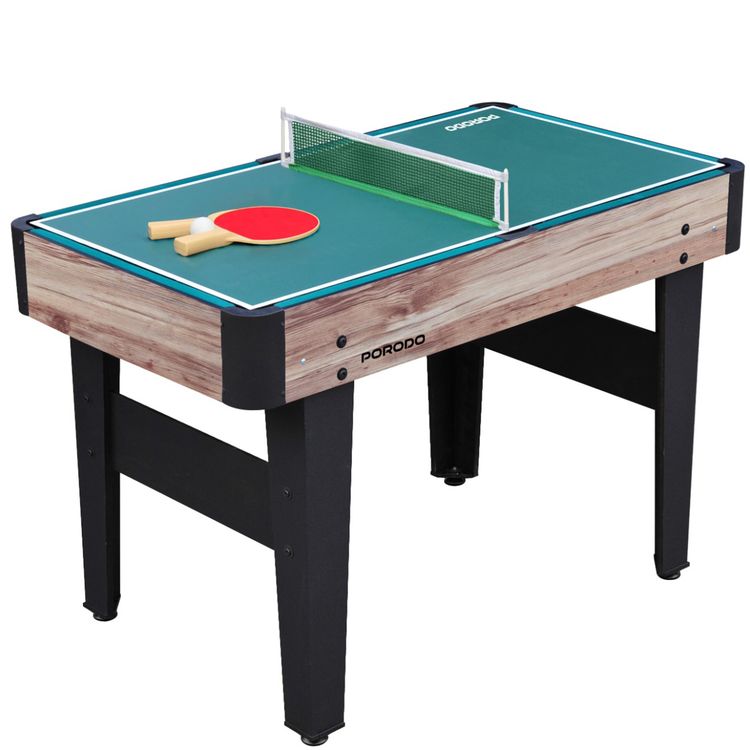 Porodo Lifestyle Multi-Game Table with Foosball Table, Billiard Table, Hockey Table & Table Tennis, Easy Transition, Quick Set-up, Full Package Accessories - Brown
