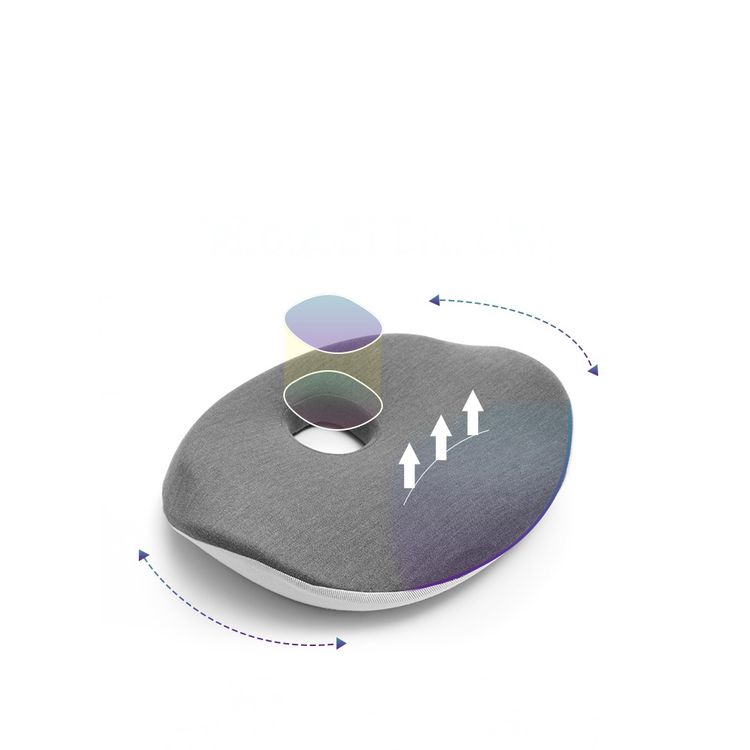 Green Lion Ergoflex Comfort Seat Cushion with Removable & Washable Cover, Non-Slip Texture, Up to 150kg Load Capacity, Contoured Shape, 100% Memory Foam Sponge &100% Polyester Fabric Material - Gray