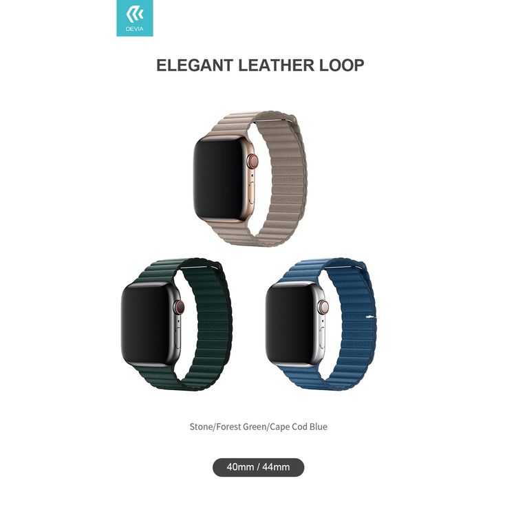 Devia Elegant Leather Loop Band for Smartwatch - Sturdy Magnetic Closure Strap - Fit & Comfortable Replacement Wrist Band Strap Compatible for Apple Watch 42/44MM -  Stone