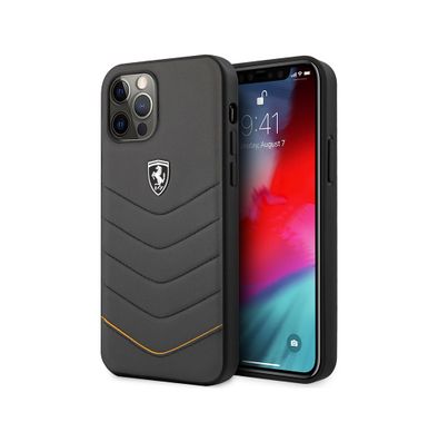 CG MOBILE Ferrari Heritage Quilted Leather Hard Case, Shock-Absorption & Drop Protection Back Cover Compatible For iPhone 12 Pro Max (6.7") Officially Licensed