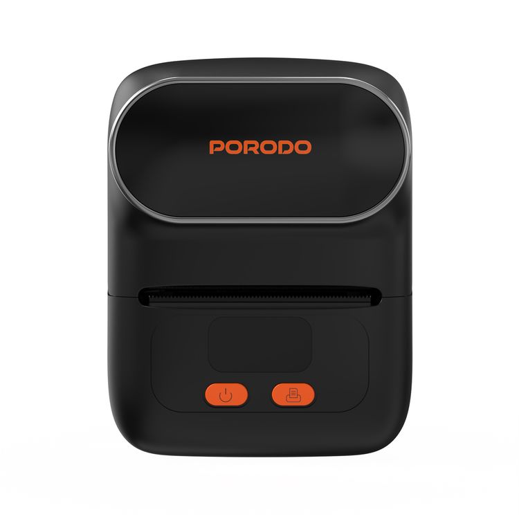 Porodo Super HD Thermal Printer with Bluetooth, 1200mAh Battery Capacity, 2.5 Hours Recharge Time, 1.5 Hours Working Time, 20-50mm Label Width, Super HD - Black