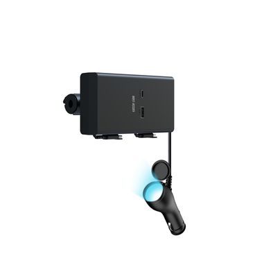 Green Lion 65W Backseat Car Charger with Retractable Cables, Type-C PD 45W, Fast Charging, Multi Protections, Compact & Portable    - Black