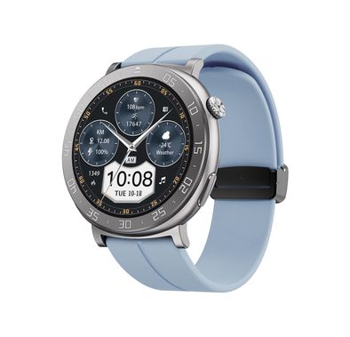 Porodo Salud Smart Watch with 1.43" HD Screen Size, 280mAh Battery Capacity, Up to 5 Days Working Time, Up to 30 Days Standby Time, 2 Hours Charging Time, GPS Log Tracking, Camera Shutter, Sleep & Stress Management, Smart Connectivity, Durable & Lightweight - Blue