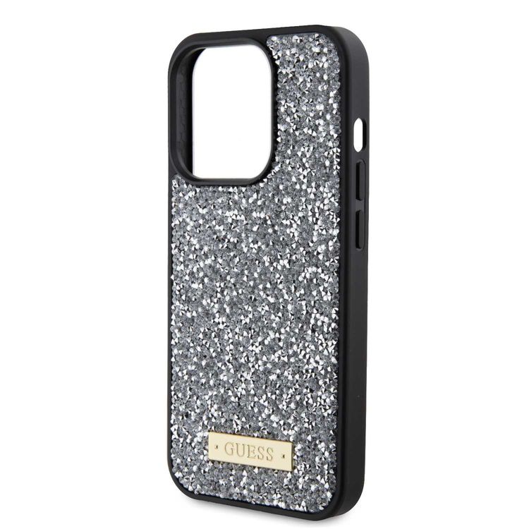 Guess Rhinestone Case with Metal Logo - Clear - iPhone 15 Pro