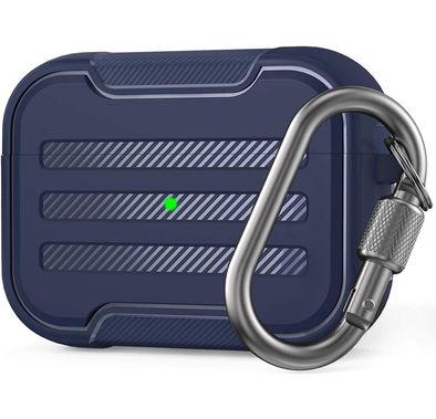 AhaStyle Hard-Shell TPU Rugged Case Compatible for AirPods Pro, Shockproof, Scratch & Drop Resistant Protective Cover Suitable with Wireless Charger - Midnight Blue