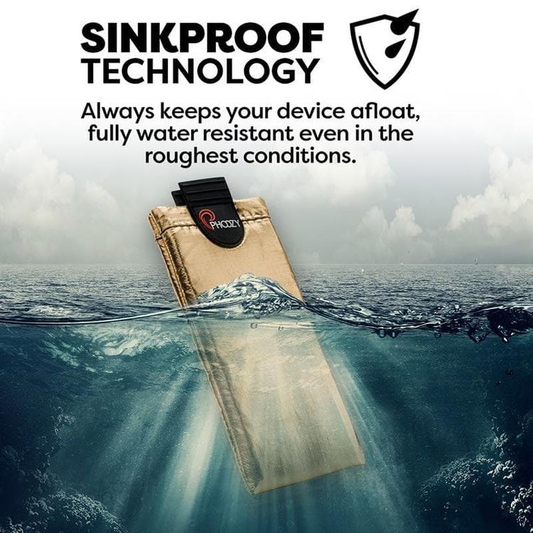 Phoozy XP3 Series Thermal Mobile Phone Case Capsule with Internal Stash Pocket, Insulated Ultra-Slim Weatherproof Pouch, Floating Case Bag, Multi Attachment Strap Gold-Large