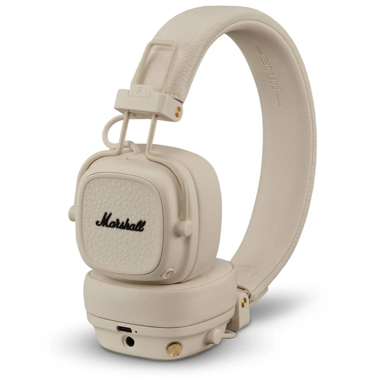 Marshall Major V Wireless On-Ear Headphones with Rugged & Foldable Design, Wireless Charging, 3 Hours Charging Time, Customizable M-Button, Bluetooth 5.3,Up to 100 Hours Play Time - Cream 