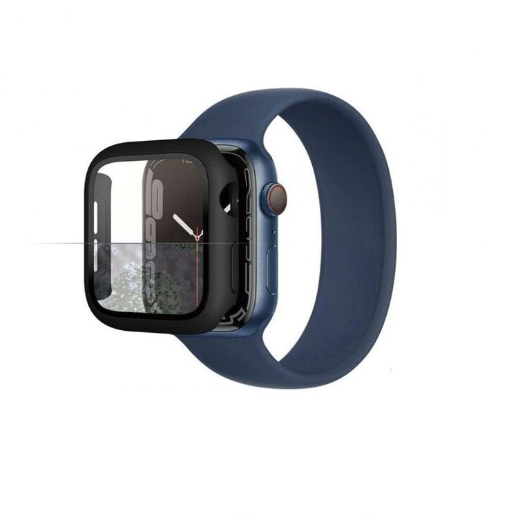 واقي شاشة زجاجي AB لكامل الجسم من PanzerGlass باللون الأسود لساعة Apple Watch Series 7