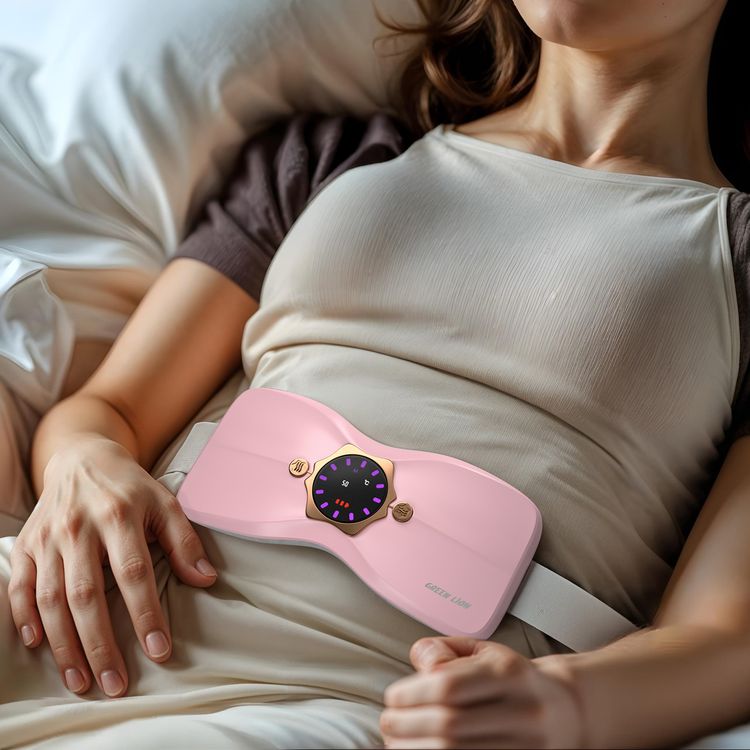 وسادة تدفئة حيض من جرين ليون فلورا مع 4 أوضاع تدفئة، 4 أوضاع اهتزاز، مصنوعة من مادة ABS وقماش قطيفة، بسعة بطارية 2500mAh، حزام قابل للتعديل من 70-120 سم، منفذ شحن نوع-C، وقت شحن 3 ساعات، وقت عمل 3 ساعات، شاشة عرض رقمية ذكية - لون وردي.