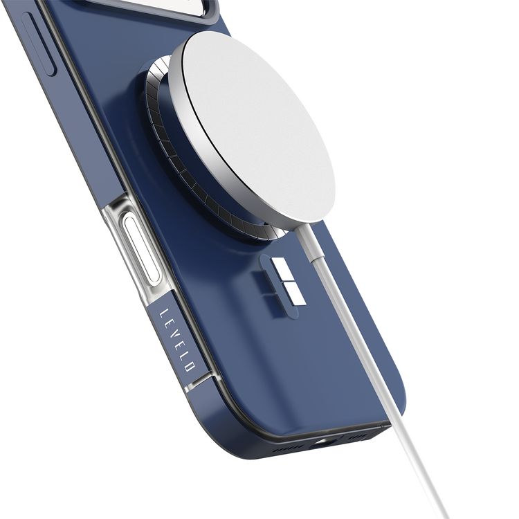 Levelo Opulis MagSafe Frosted Case for iPhone 17 Pro, Liquid Silicone Comfort, Anti-Scratch, Aluminum Alloy Frame for Camera & Edges, Anti-Fingerprint, Strong Magnets, Multi-Layer Design, Shock-Resistant Bumper, Non-Slip Surface - Midnight Blue