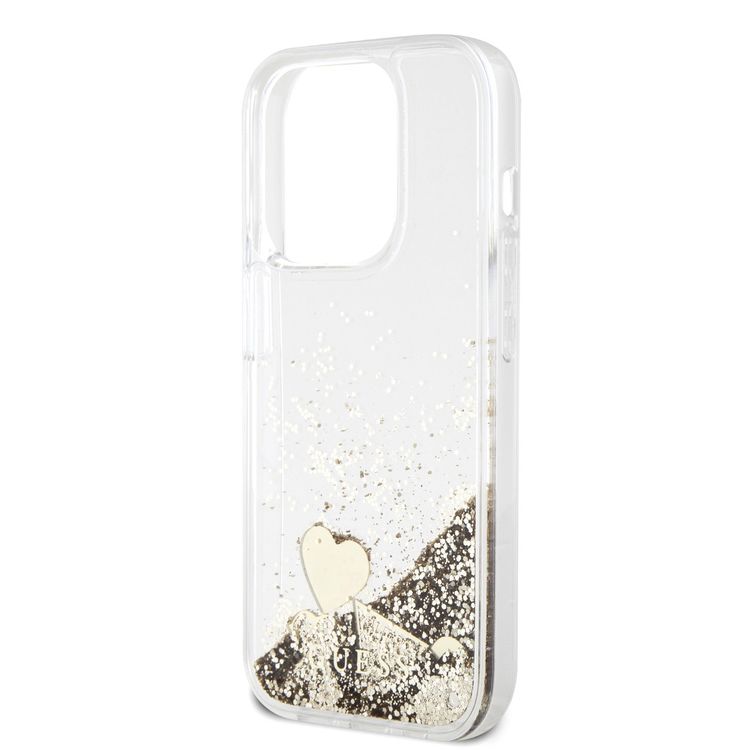 Guess HC Liquid Glitter Case with Charms Pattern - Gold - iPhone 15 Pro Max