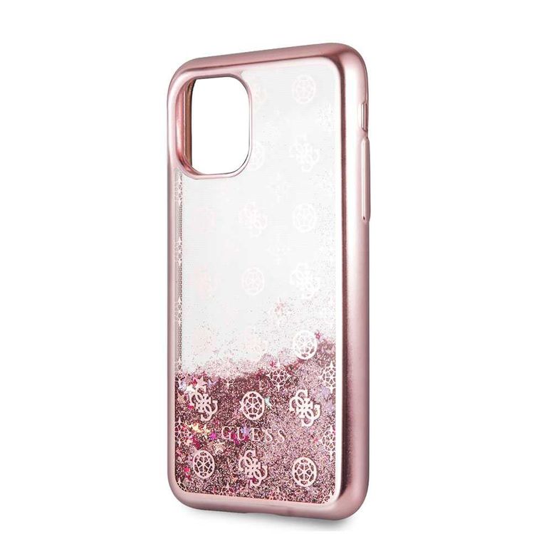 CG MOBILE Guess 4G Peony Liquid Glitter TPU case for iPhone 11 Pro, Soft TPU Case, Anti-Fingerprint Surface, Anti-Scratch, Durable, Officially Licensed - Rose Gold