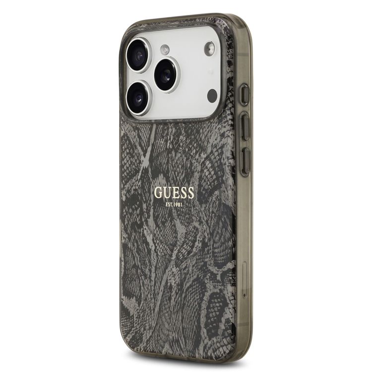 غطاء MagSafe للكمبيوتر الشخصي و TPU بتصميم نمط Phython وشعار كلاسيكي لهاتف iPhone 17 Pro Max، حماية من الصدمات، قبضة مريحة، تصميم رفيع وخفيف الوزن، تغليف مستدام، سهل التركيب - أسود