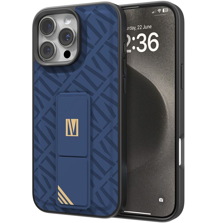 كفر حماية ليفيلو مورفيكس كويرو بمسند لهاتف آيفون 16 برو ماكس، قبضة مدمجة، سهل التركيب، زوايا مقاومة للصدمات - أزرق