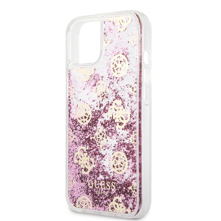CG MOBILE Guess Liquid Glitter Case Electroplated Peony Logo Compatible for iPhone 13 (6.1") Anti-Scratch, Easy Access to All Ports, Shock Absorption