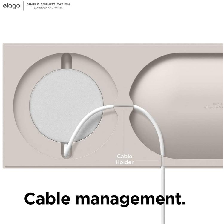 Elago Magsafe Hub Duo Case Compatible with MagSafe Charger | 2 in 1 Wireless Charging Station Case - Stone