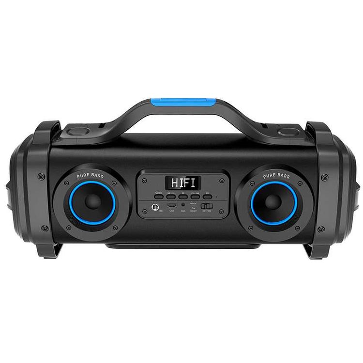 Porodo Soundtec Pure Bass Portable Wireless Bluetooth Party Speaker with Classic Handle - Built-in Rechargeable Battery 4400mAh - USB disk/FM Radio/AUX/Bass & Concert Mode - Black