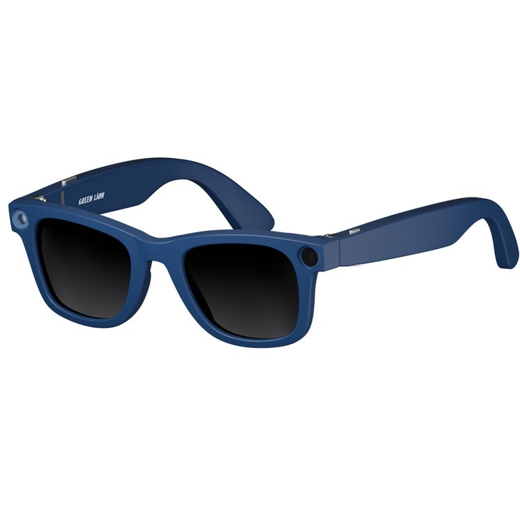 Green Lion Rayna AI Smart Glasses with ChatGPT-Powered Translation, Noise-Reduction Microphone, AI Voice Assistant, Transparent Lens, Blue Light Filter, 10 Hours Playtime, 1080 pixels Full HD Stabilized Video, Lightweight & Comfortable Frame - Blue