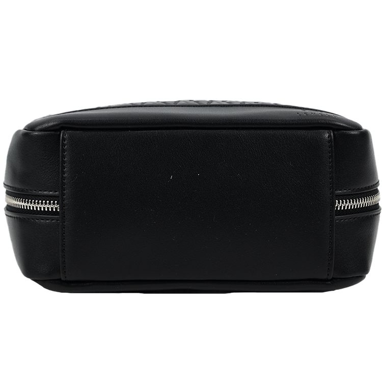 Levelo Pochette Pouch with Mesh Pocket, Built-in Grip Handle, PU Leather Finish & Durable Material, Ample Space, Multiple Compartments, Elastic Strap - Black