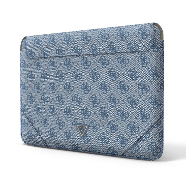 CG Mobile Guess GUCS16P4TB 4G Uptown PU Computer Sleeve with Metal Triangle Logo 16" Protection Bag for or Macbook / Laptop up to 16 inches, Suitable for Outdoor - Blue