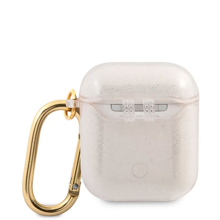 Guess Glitter Case for AirPods 1&2 Generation with Accurate Cutouts, Easy Snap-on, Drop Protection, TPU Material, Lightweight - Gold