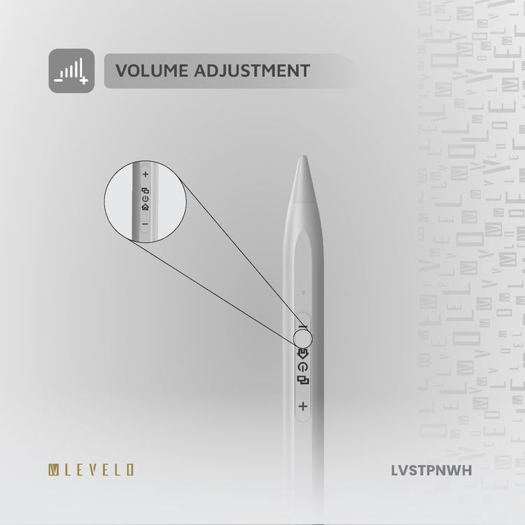 Levelo SkyWrite Versa Stylus Pen for iPad, 130mAh Battery Capacity, Aluminum Alloy & Polyoxymethylene Material, USB-C Charging Interface, <1 Hour Charging Time, 10 Hours Working Time, 6 Months Standby Mode, 2 Extra Tips, Strong Magnetic Field - White