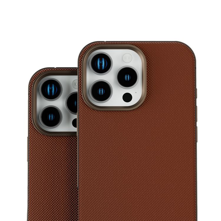 Levelo Cuir Two Tone Leather Case For iPhone 16 Pro Max, Durable, Compact Design, MagSafe Compatible, Hybrid Case, Impact-Resistant Corners , Aluminum Bumper Finish, High Quality Material - Rose Gold Titanium