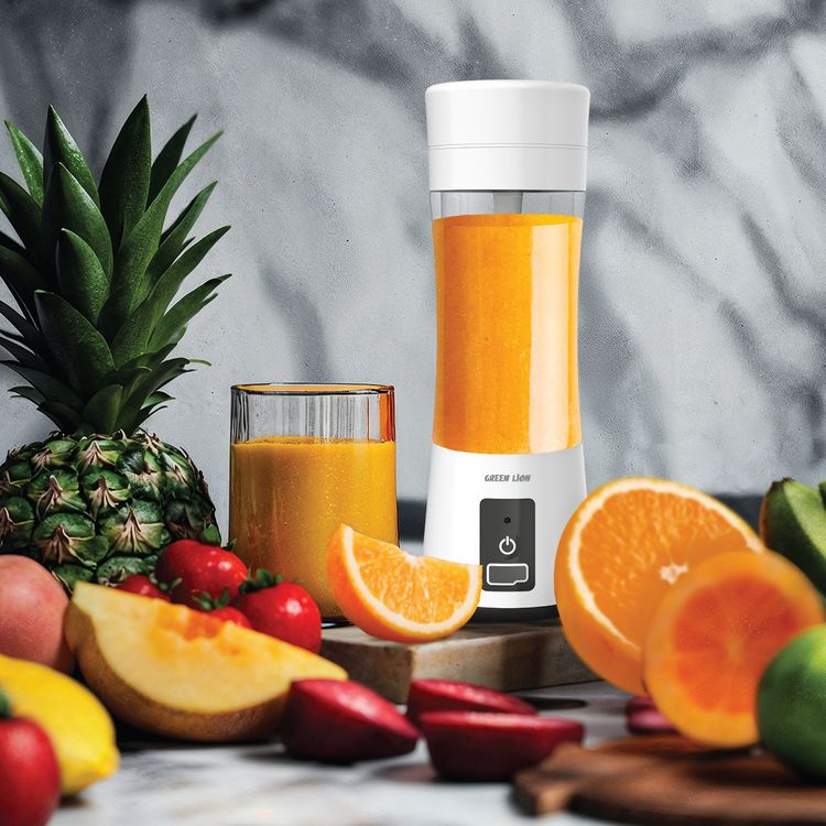 Green Lion Juice Mate Portable Juicer with 380mL Capacity, 6-Blade Design, Up to 15 Blending Cycles, 1200mAh Battery & USB-C Charging Port, LED Indicator, 20 Seconds Single Blend Time, BPA-Free & Food-Grade Material - White