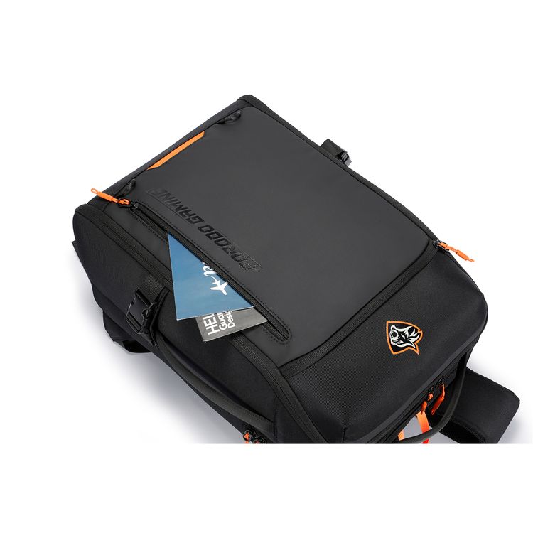 Porodo Gaming PS5 Storage & Laptop Backpack with Water-Resistant Material, Console & Controllers Storage, Trolley Sleeve Design, Glasses Holder Strap, Type-C Charging Port  - Black
